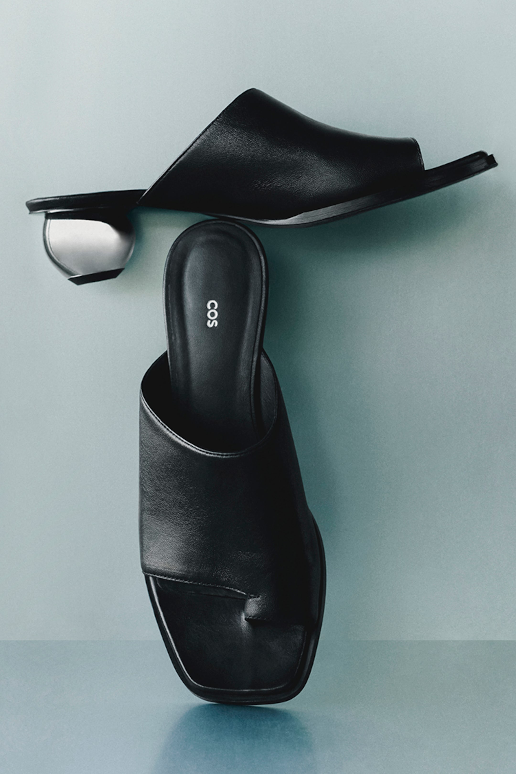 Black leather sandals